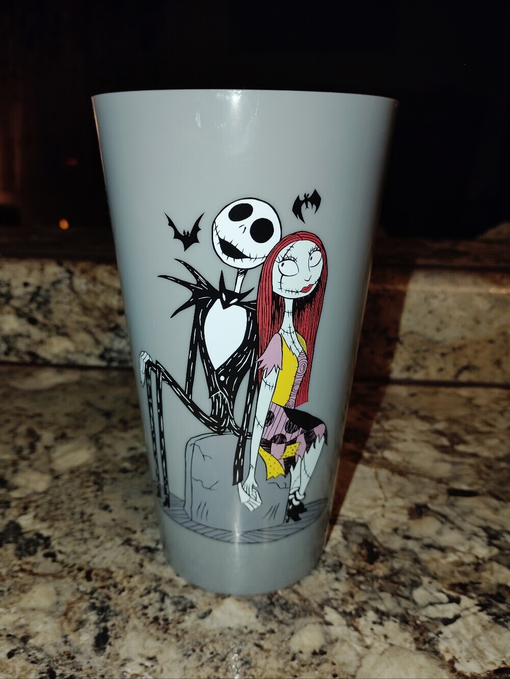 Disney Gray Tumbler with Jack Skellington & Sally Artwork New Multiple 32 Oz